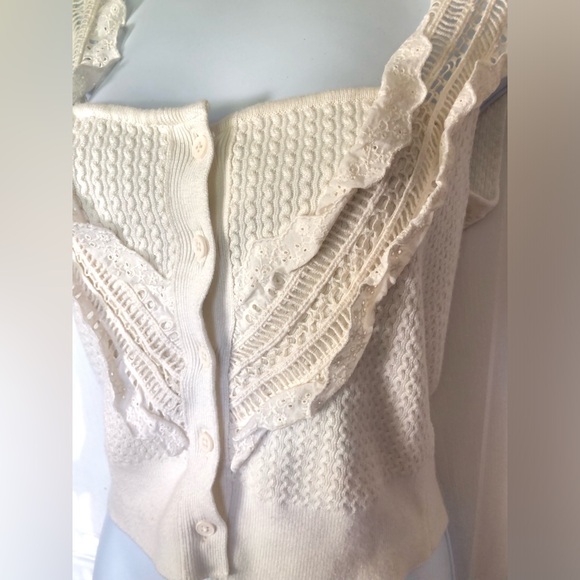 Anthropologie by Pilcro Lace Strap Rib Sweater Tank Top Ivory Size XS NWOT - Picture 10 of 13